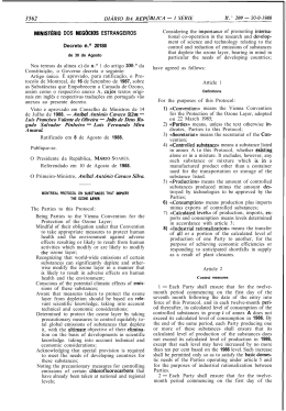 Protocolo de Montreal - Decreto n.º 20188, de 30 de Agosto