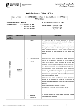 Agrupamento de Escolas Domingos Sequeira &bull; &bull; &bull; Matriz Curricular