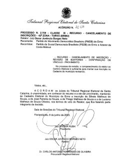 AC&Oacute;RD&Atilde;O N. ZO`CI-li - Tribunal Regional Eleitoral de Santa Catarina
