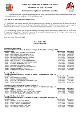 PROCESSO SELETIVO N&ordm; 01/2009