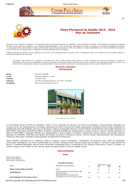 Plano Plurianual de Gest&atilde;o 2015 2019 Etec de Itanha&eacute;m