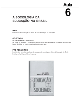 a sociologia da educa&ccedil;&atilde;o no brasil