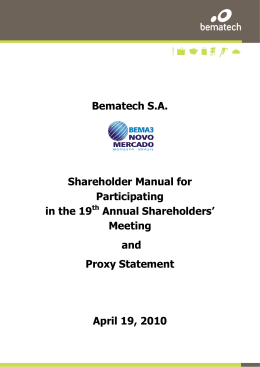 Bematech SA Shareholder Manual for Participating