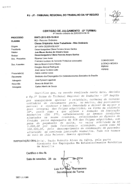RO - Recurso Ordin&aacute;rio - Sindicato dos Banc&aacute;rios de Bras&iacute;lia