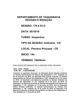 Sess&atilde;o Ordin&aacute;ria - C&acirc;mara dos Deputados
