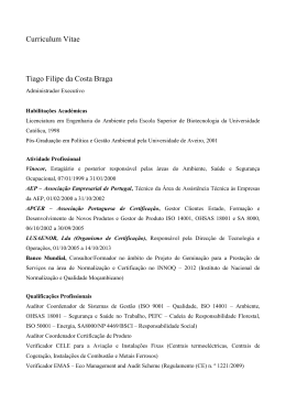 Curriculum Vitae Tiago Filipe da Costa Braga