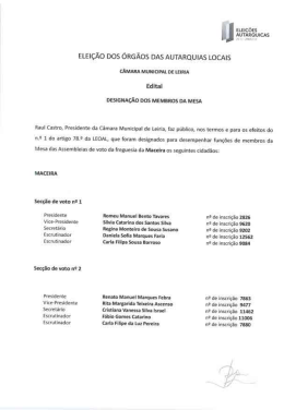 ELEi&Ccedil;&Atilde;O DOS &Oacute;RG&Atilde;OS DAS AUTARQUIAS LOCAIS Edital