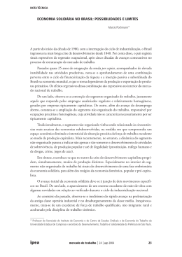 economia solid&aacute;ria no brasil: possibilidades e limites