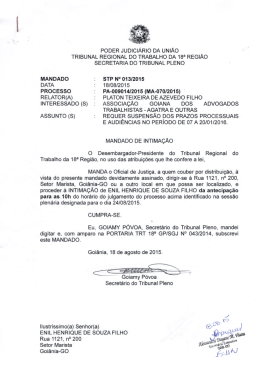 PODER JUDICIÁRIO DA UNIÃO TRIBUNAL REGIONAL - OAB-Go