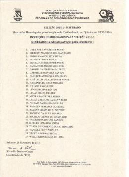 Homologação das Inscrições da Seleção de MESTRADO