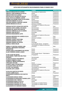 LISTA DOS ESTUDANTES SELECIONADOS PARA O ENADE 2015