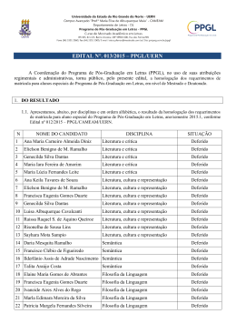 EDITAL N&deg;. 013/2015 &ndash; PPGL/UERN