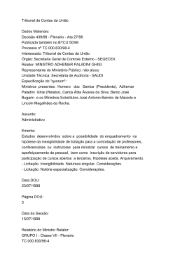Decis&atilde;o 439/98 - Plen&aacute;rio - Tribunal de Contas da Uni&atilde;o