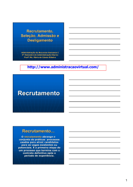 Recrutamento, Seleção, Admissão e