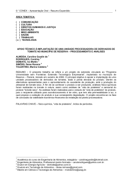 apoio t&eacute;cnico &agrave; implanta&ccedil;&atilde;o de uma unidade processadora de