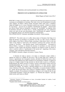 presen&ccedil;a de sacralidade na literatura