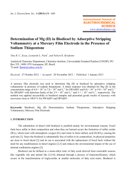 Determination of Mg (II) in Biodiesel by Adsorptive Stripping