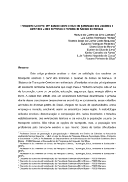 3. Transporte coletivo: um Estudo sobre o n&iacute;vel de satisfa&ccedil;&atilde;o dos