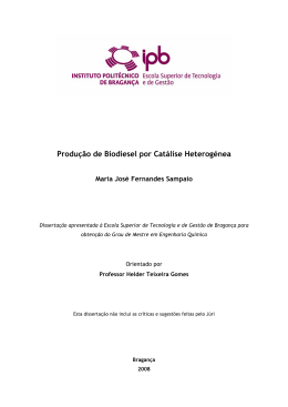 Produ&ccedil;&atilde;o de Biodiesel por Cat&aacute;lise Heterog&eacute;nea