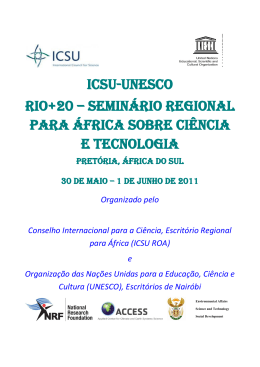 ICSU-UNESCO Rio+20 &ndash; Semin&aacute;rio regional para &aacute;frica sobre