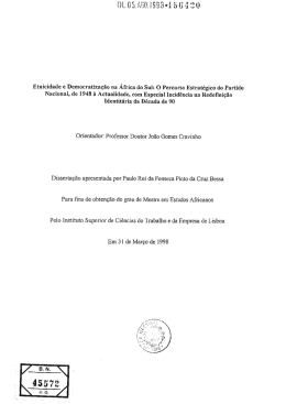Etnicidade e Democratiza&ccedil;&atilde;o na &Aacute;frica do Sul: O Percurso