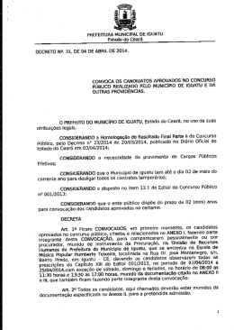 DECRETO Nº 31 de 2014 - Prefeitura Municipal de Iguatu