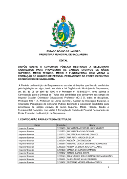 Edital de Convocação dos candidatos aos cargos pedagógicos do