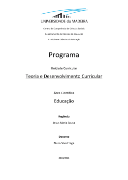 Programa de Teoria e Desenvolvimento Curricular