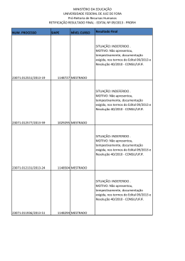 Retifica&ccedil;&atilde;o Resultado Final PROQUALI Edital 09/2013
