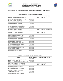 Homologa&ccedil;&atilde;o das Inscri&ccedil;&otilde;es - N&uacute;cleo de Educa&ccedil;&atilde;o a Dist&acirc;ncia