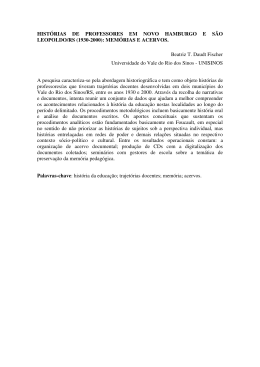 HIST&Oacute;RIAS DE PROFESSORES EM NOVO HAMBURGO E S&Atilde;O