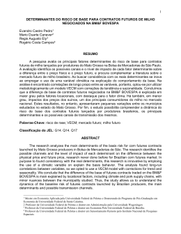 1 DETERMINANTES DO RISCO DE BASE PARA CONTRATOS