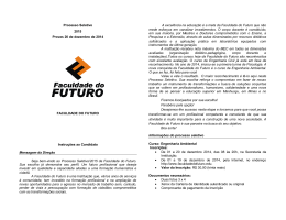 Processo Seletivo 2015 Provas 20 de dezembro de 2014