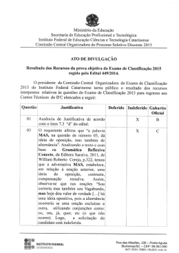 Resultado dos Recursos ao Gabarito 2015 NOVO - IFC