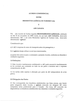 ACORDO CONFIDENCIAL ENTRE BREMENTUR AG&Ecirc;NCIA DE