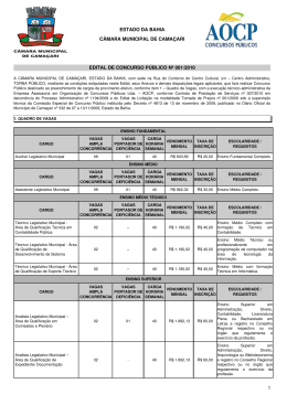 estado da bahia c&acirc;mara municipal de cama&ccedil;ari edital de concurso