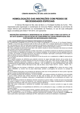 homologa&ccedil;&atilde;o das inscri&ccedil;&otilde;es com pedido de necessidades especiais