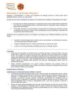 PROVENDO A DETEC&Ccedil;&Atilde;O PRECOCE