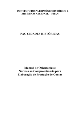 PAC CIDADES HISTÓRICAS Manual de Orientações e