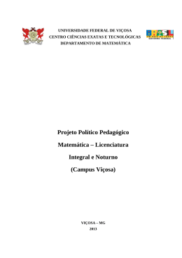 Projeto Pol&iacute;tico Pedag&oacute;gico Matem&aacute;tica &ndash; Licenciatura