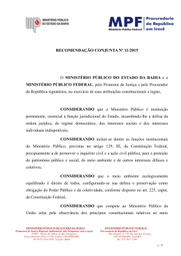 Recomendação enviada à Defesa Civil da Bahia. - MPF-BA