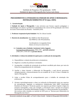 Procedimentos e atividades da unidade de apoio &agrave;