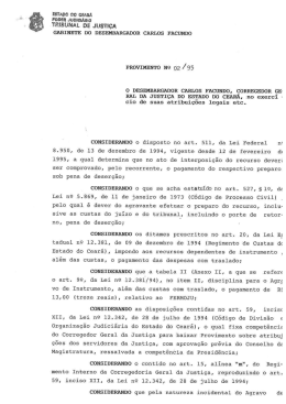 Provimento n&ordm; 02/1995 - TJ/CE - Tribunal de Justi&ccedil;a do Estado do