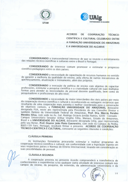 ACORDO OE cOoPERA&ccedil;&Atilde;O T&Eacute;CNICO clENT&iacute;FIcA E cuLTURAL