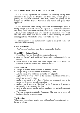 45. ITF WHEELCHAIR TENNIS RANKING SYSTEM The