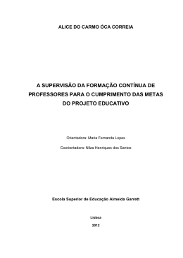 a supervis&atilde;o da forma&ccedil;&atilde;o cont&iacute;nua de professores para o