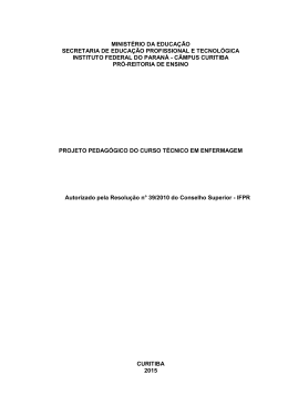 projeto pedag&oacute;gico do curso t&eacute;cnico em - C&acirc;mpus Curitiba