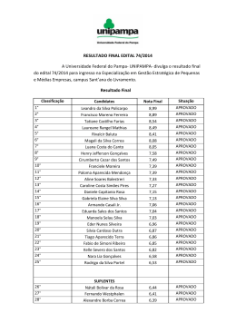 RESULTADO FINAL EDITAL 74/2014 A Universidade Federal do