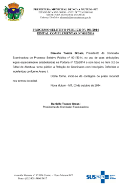 INSCRI&Ccedil;&Otilde;ES ACS PROCESSO SELETIVO deferidas e indeferidas