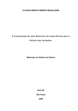 A Contribui&ccedil;&atilde;o de Jos&eacute; Saturnino da Costa Pereira para o C&aacute;lculo